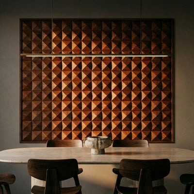 Cumaru Deep 3D Wood Wall Panel | 30×30 cm | Real Wood