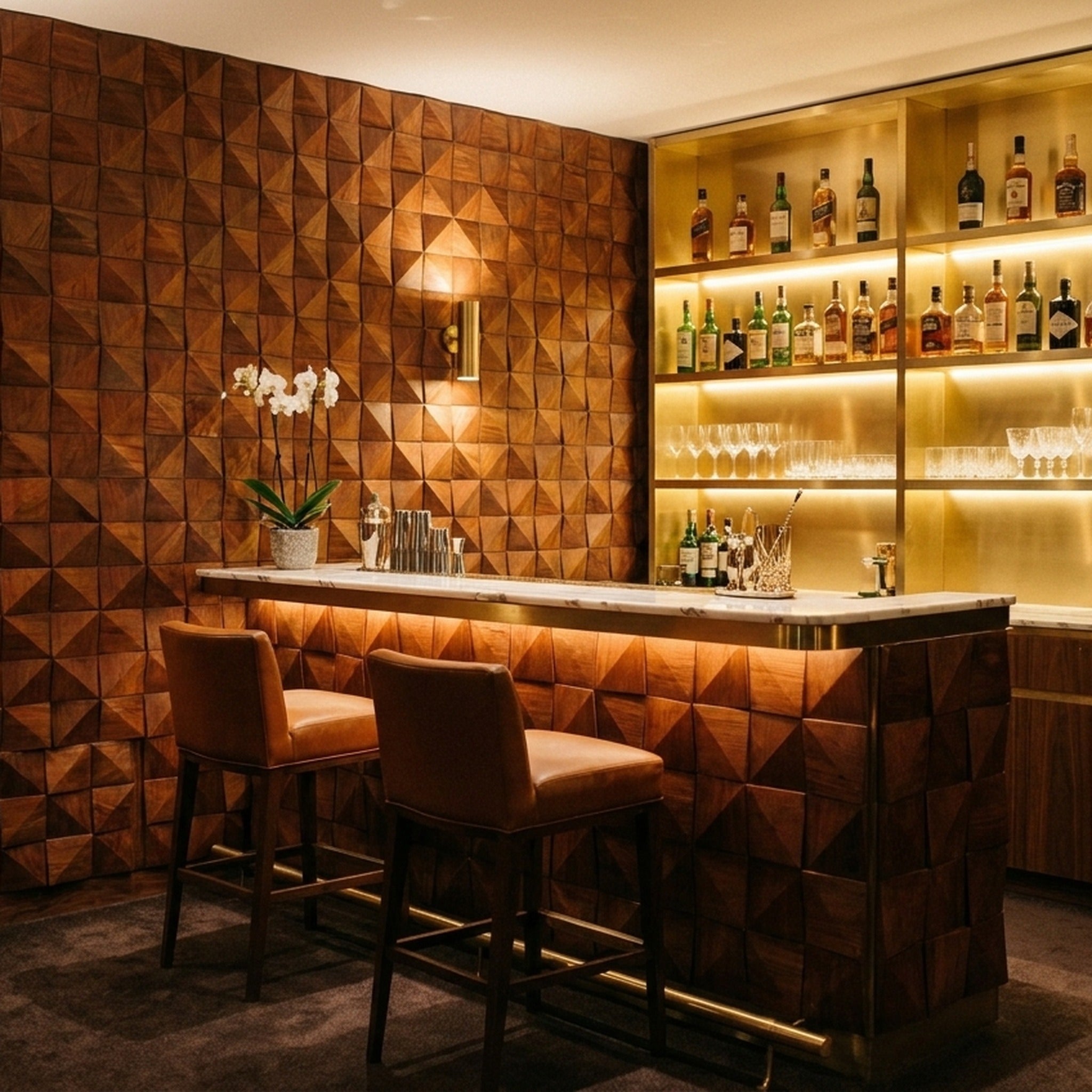 Cumaru Deep 3D Wood Wall Panel | 30×30 cm | Real Wood