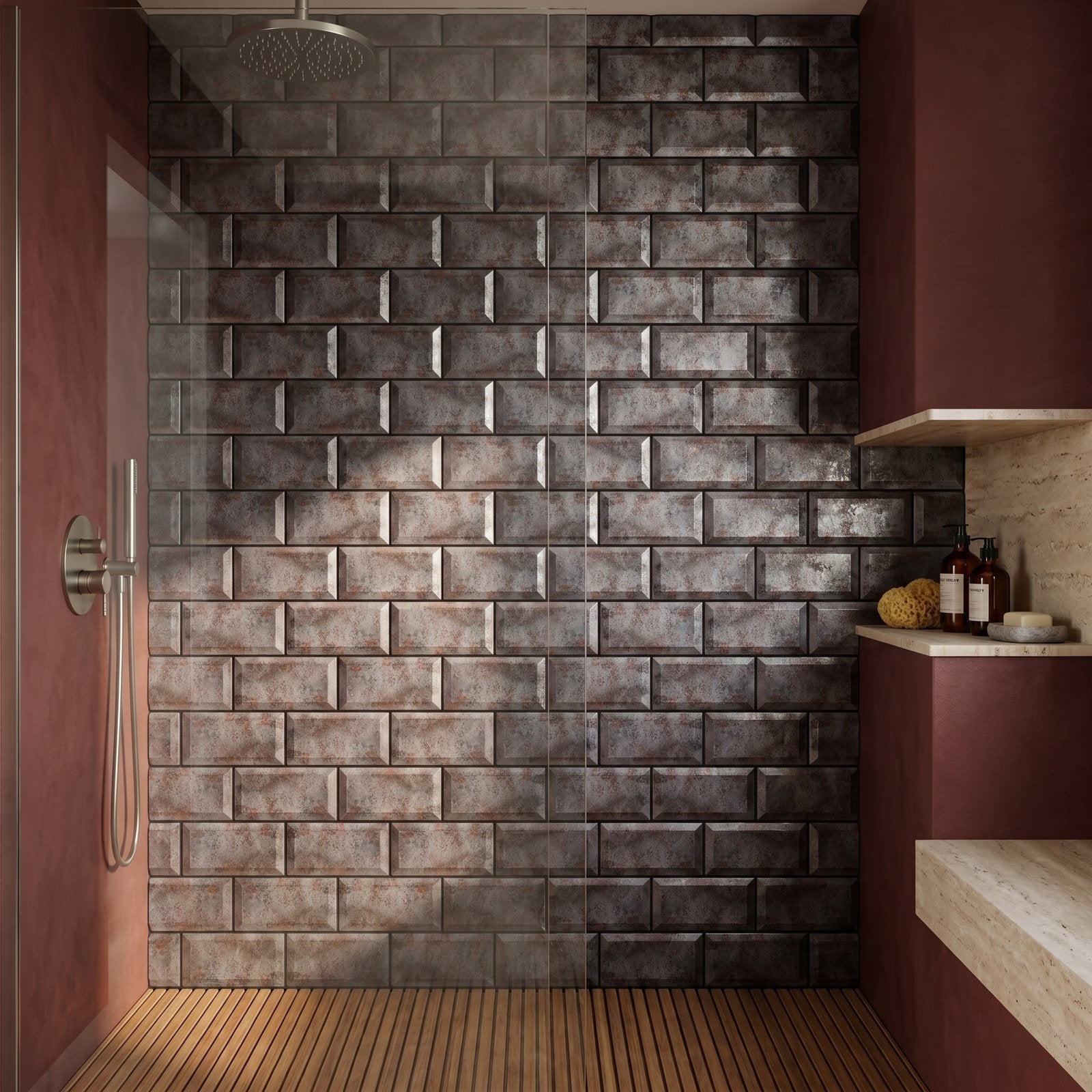 Subway 3D Gray Peel & Stick Splashback | 30.5×30.5 cm | Self-Adhesive Mosaic Tile