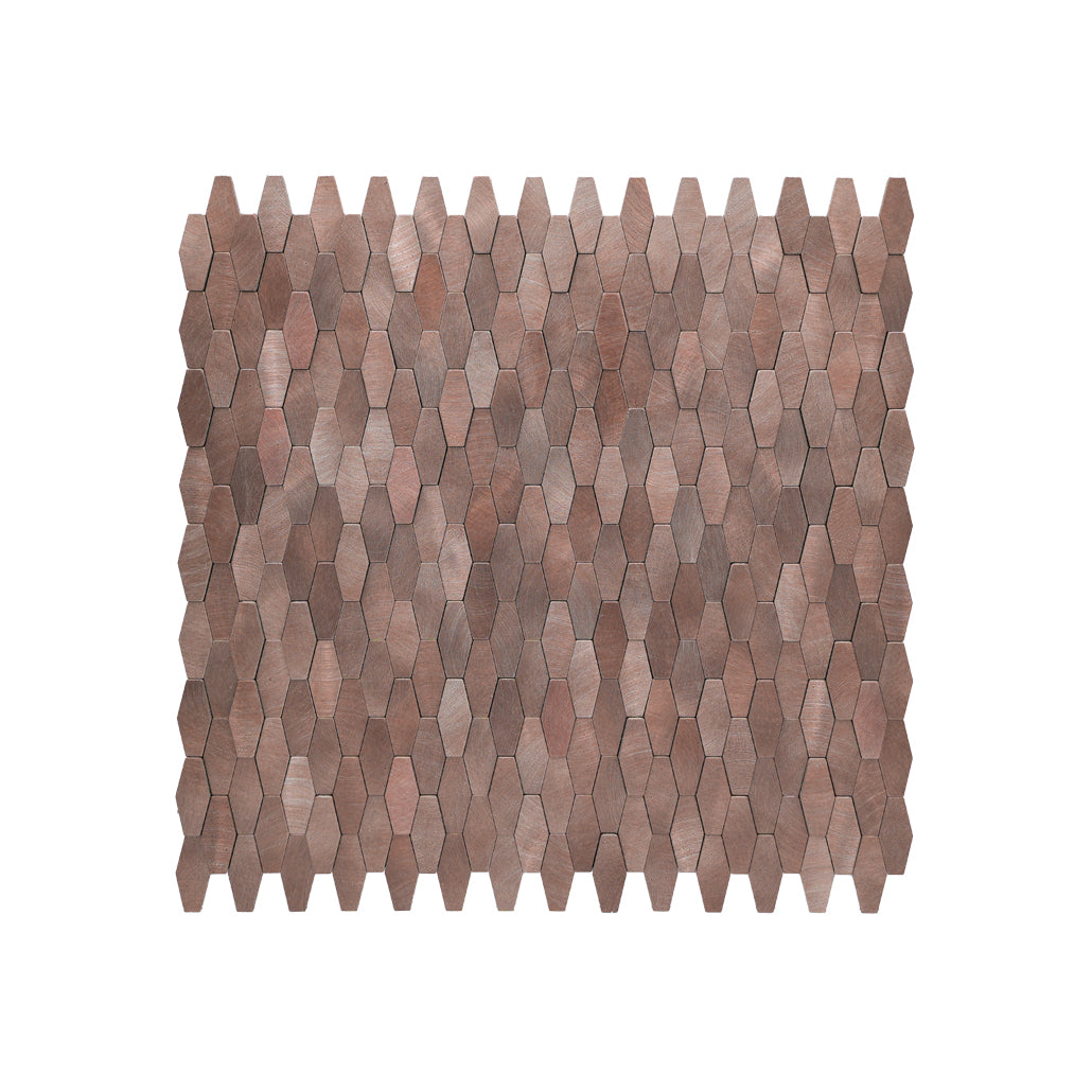 Picket 3D Dark Copper Peel & Stick Splashback | 31×30 cm | Self-Adhesive Mosaic Tile