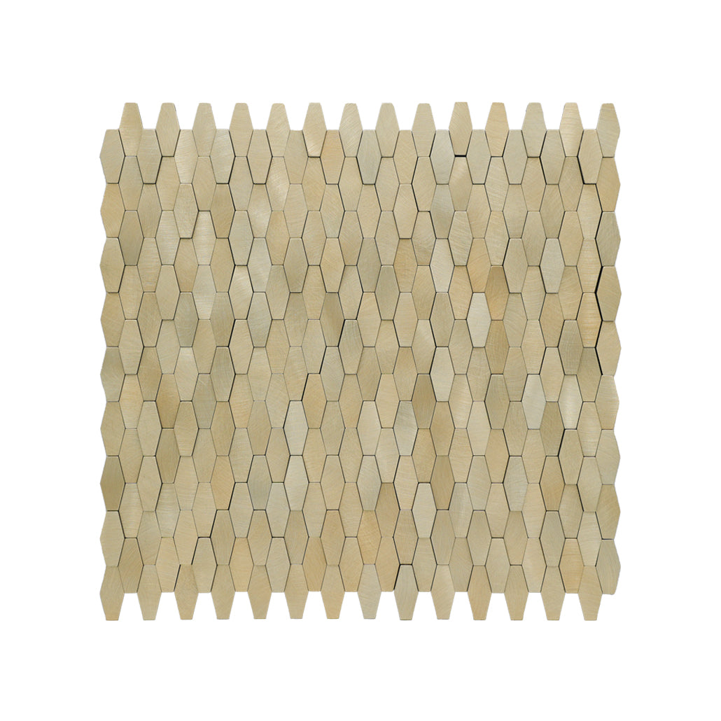 Picket 3D Gold Peel & Stick Splashback | 31×30 cm | Self-Adhesive Mosaic Tile