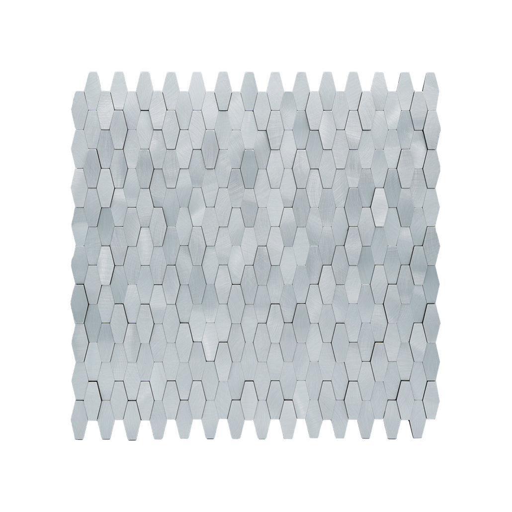 Picket 3D Silver Peel & Stick Splashback | 31×30 cm | Self-Adhesive Mosaic Tile