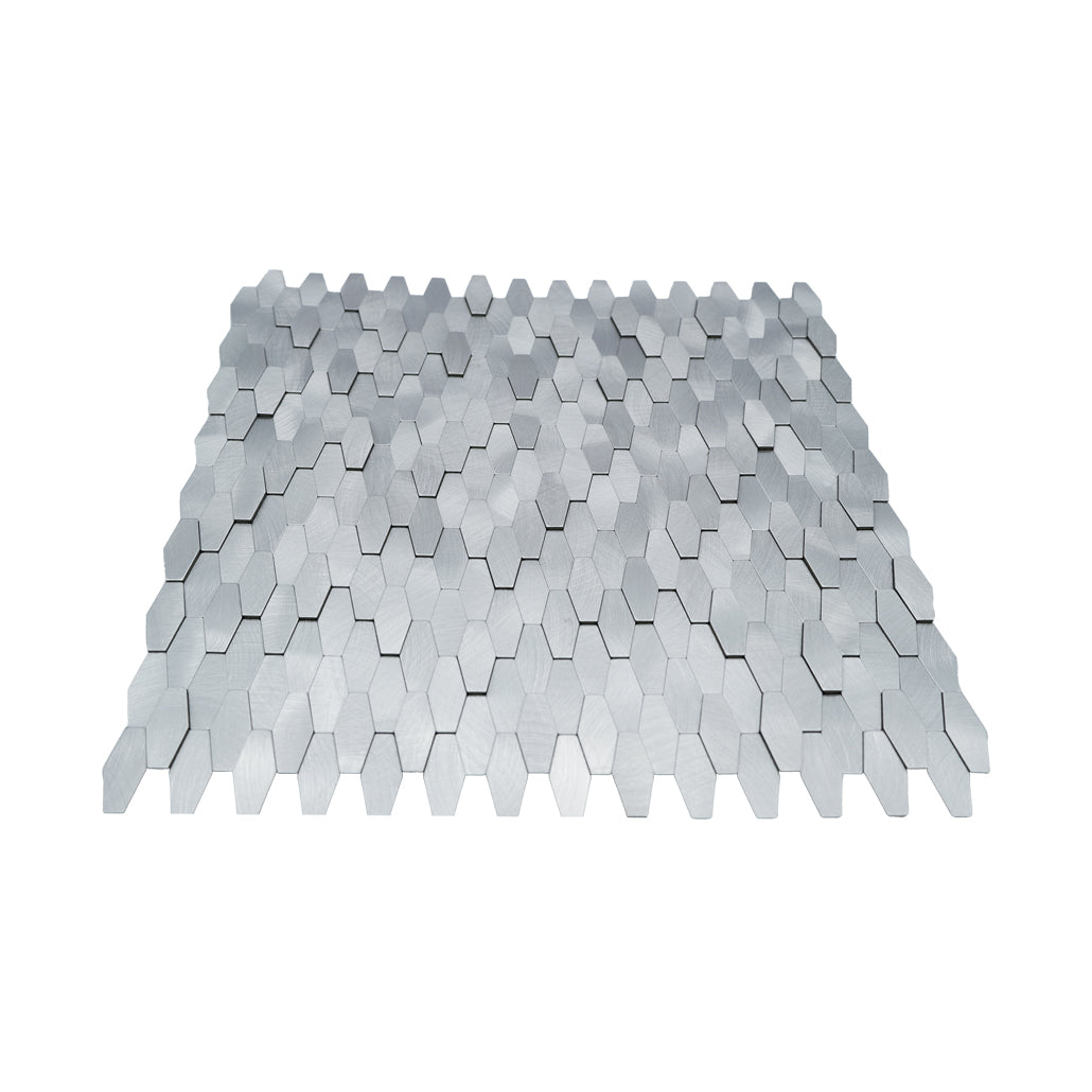 Picket 3D Silver Peel & Stick Splashback | 31×30 cm | Self-Adhesive Mosaic Tile