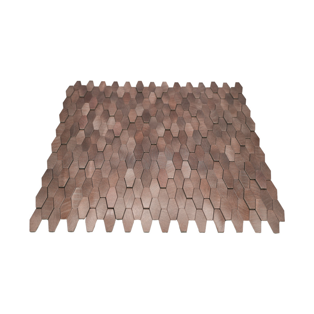 Picket 3D Dark Copper Peel & Stick Splashback | 31×30 cm | Self-Adhesive Mosaic Tile