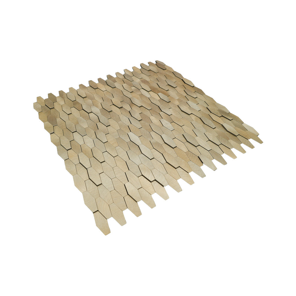 Picket 3D Gold Peel & Stick Splashback | 31×30 cm | Self-Adhesive Mosaic Tile