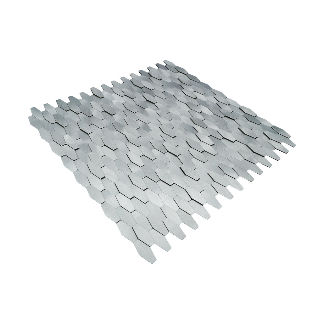 Picket 3D Silver Peel & Stick Splashback | 31×30 cm | Self-Adhesive Mosaic Tile