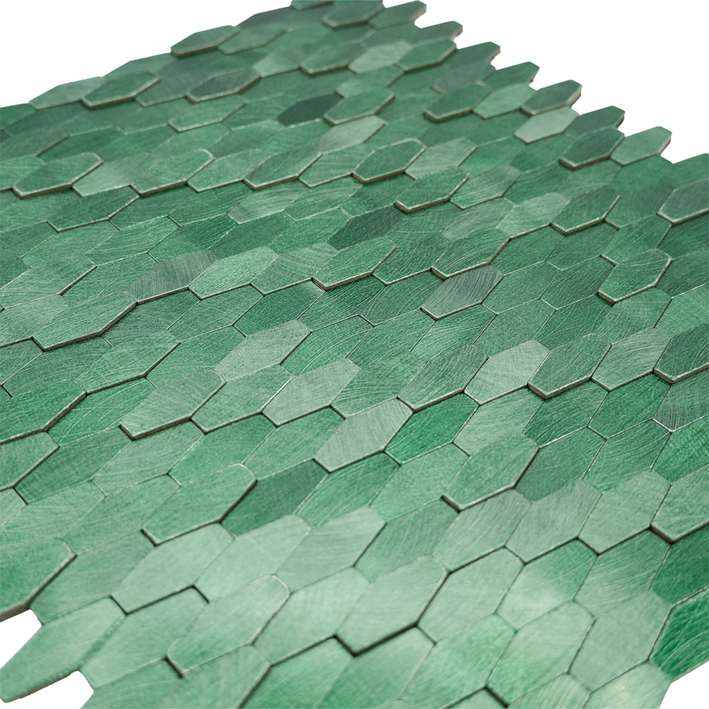 Picket 3D Dark Green Peel & Stick Splashback | 31×30 cm | Self-Adhesive Mosaic Tile