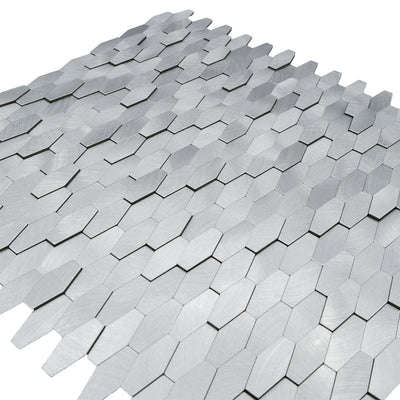 Picket 3D Silver Peel & Stick Splashback | 31×30 cm | Self-Adhesive Mosaic Tile