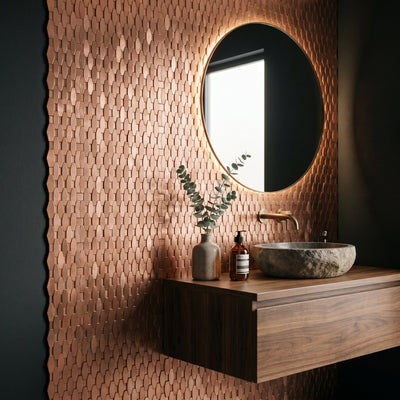 Picket 3D Salmon Peel & Stick Splashback | 31×30 cm | Self-Adhesive Mosaic Tile