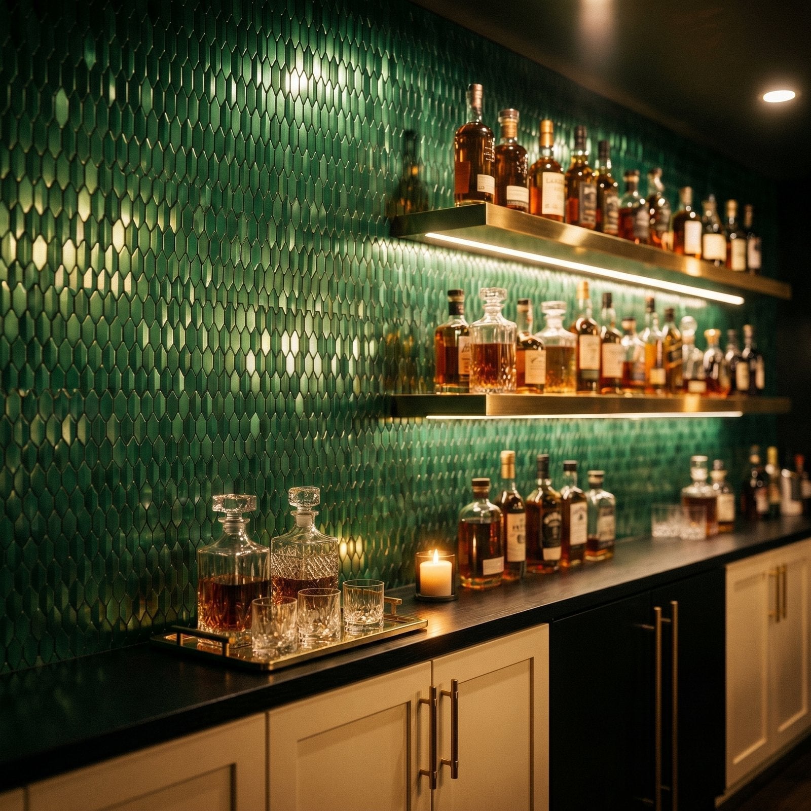 Picket 3D Dark Green Peel & Stick Splashback | 31×30 cm | Self-Adhesive Mosaic Tile