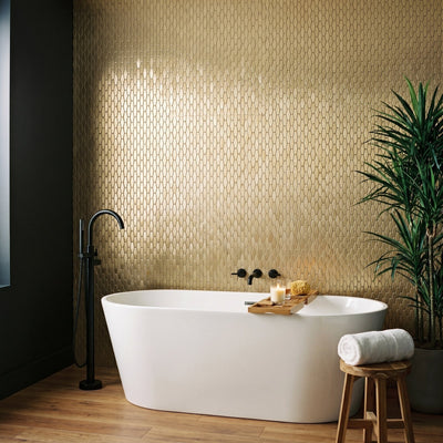 Picket 3D Gold Peel & Stick Splashback | 31×30 cm | Self-Adhesive Mosaic Tile