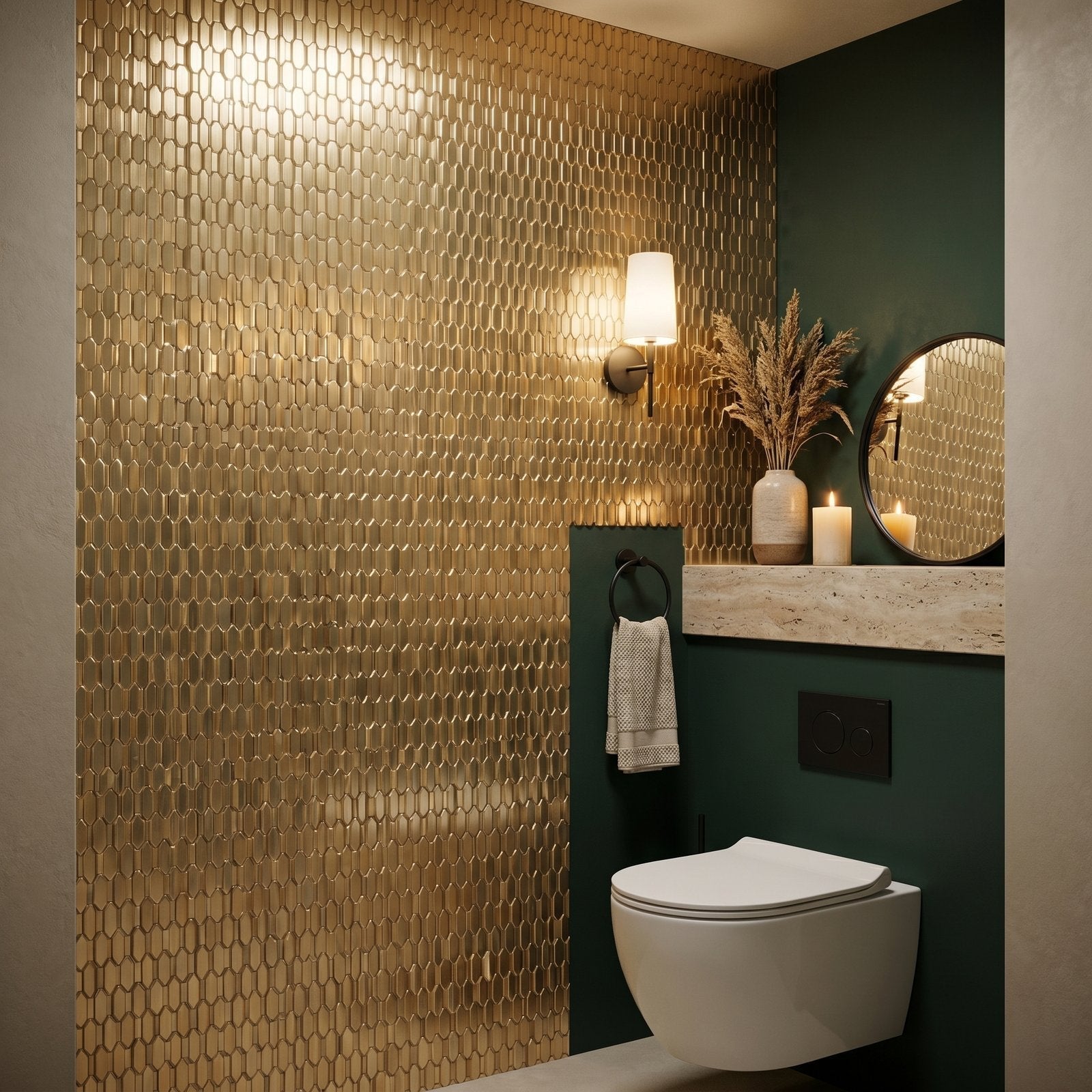 Picket 3D Gold Peel & Stick Splashback | 31×30 cm | Self-Adhesive Mosaic Tile