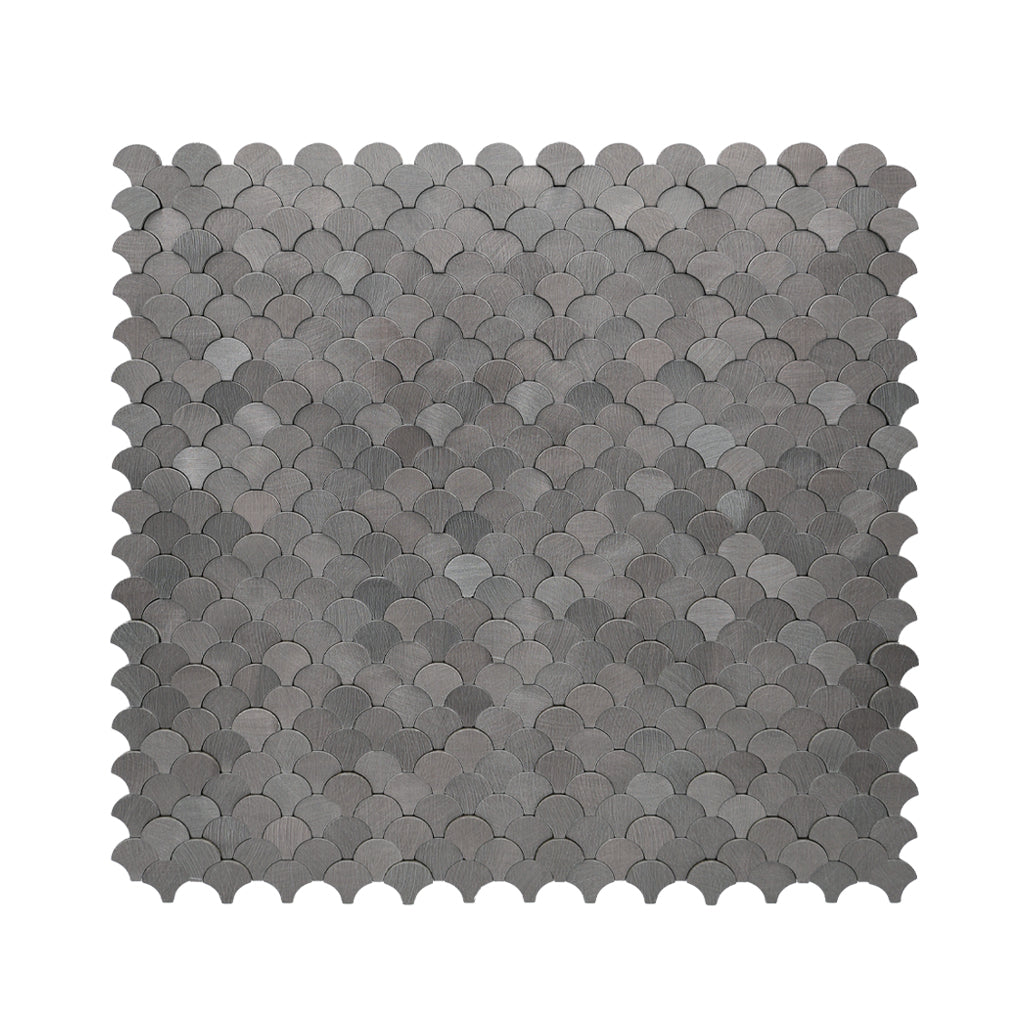 Fish Scale 3D Anthracite Peel & Stick Splashback | 28.8×29.8 cm | Self-Adhesive Mosaic Tile