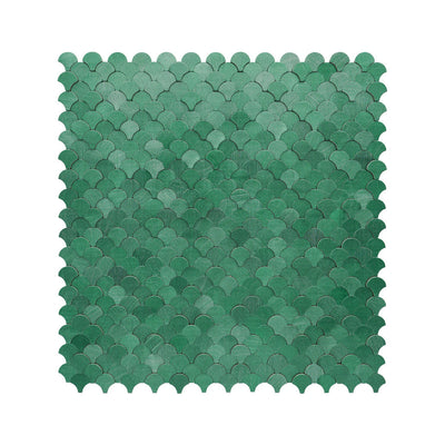 Fish Scale 3D Dark Green Peel & Stick Splashback | 28.8×29.8 cm | Self-Adhesive Mosaic Tile