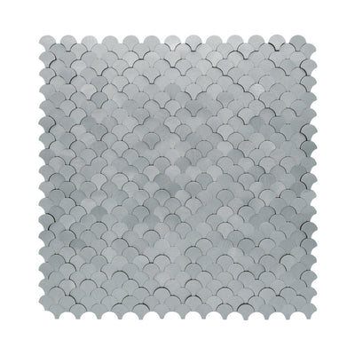 Fish Scale 3D Silver Peel & Stick Splashback | 28.8×29.8 cm | Self-Adhesive Mosaic Tile