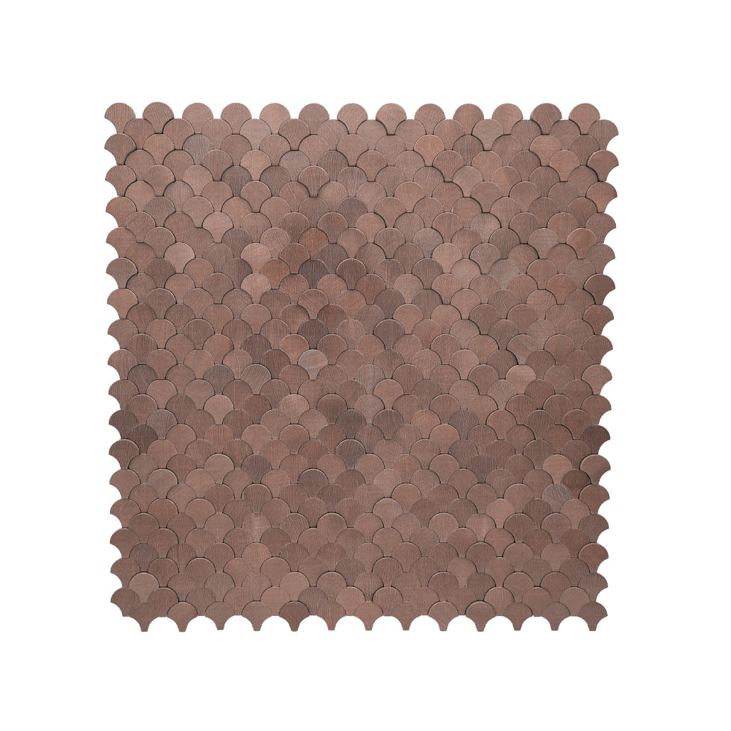 Fish Scale 3D Dark Copper Peel & Stick Splashback | 28.8×29.8 cm | Self-Adhesive Mosaic Tile