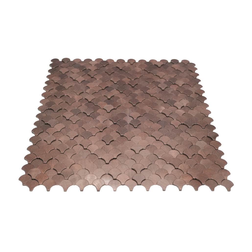 Fish Scale 3D Dark Copper Peel & Stick Splashback | 28.8×29.8 cm | Self-Adhesive Mosaic Tile