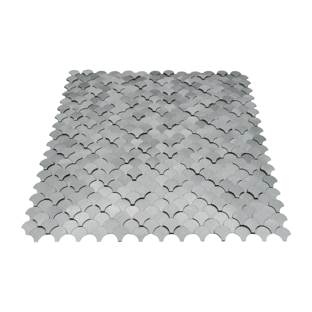 Fish Scale 3D Silver Peel & Stick Splashback | 28.8×29.8 cm | Self-Adhesive Mosaic Tile