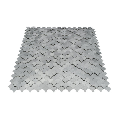 Fish Scale 3D Silver Peel & Stick Splashback | 28.8×29.8 cm | Self-Adhesive Mosaic Tile
