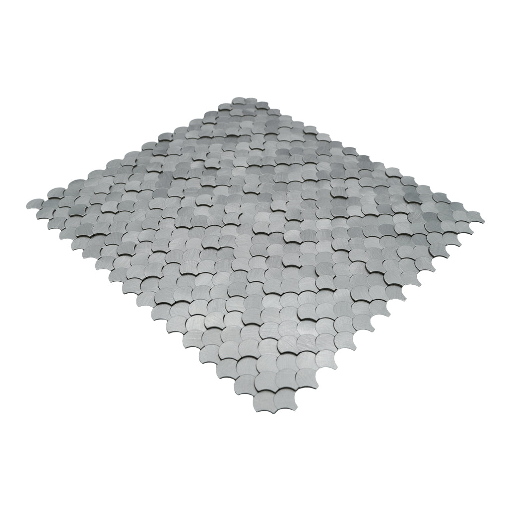 Fish Scale 3D Silver Peel & Stick Splashback | 28.8×29.8 cm | Self-Adhesive Mosaic Tile