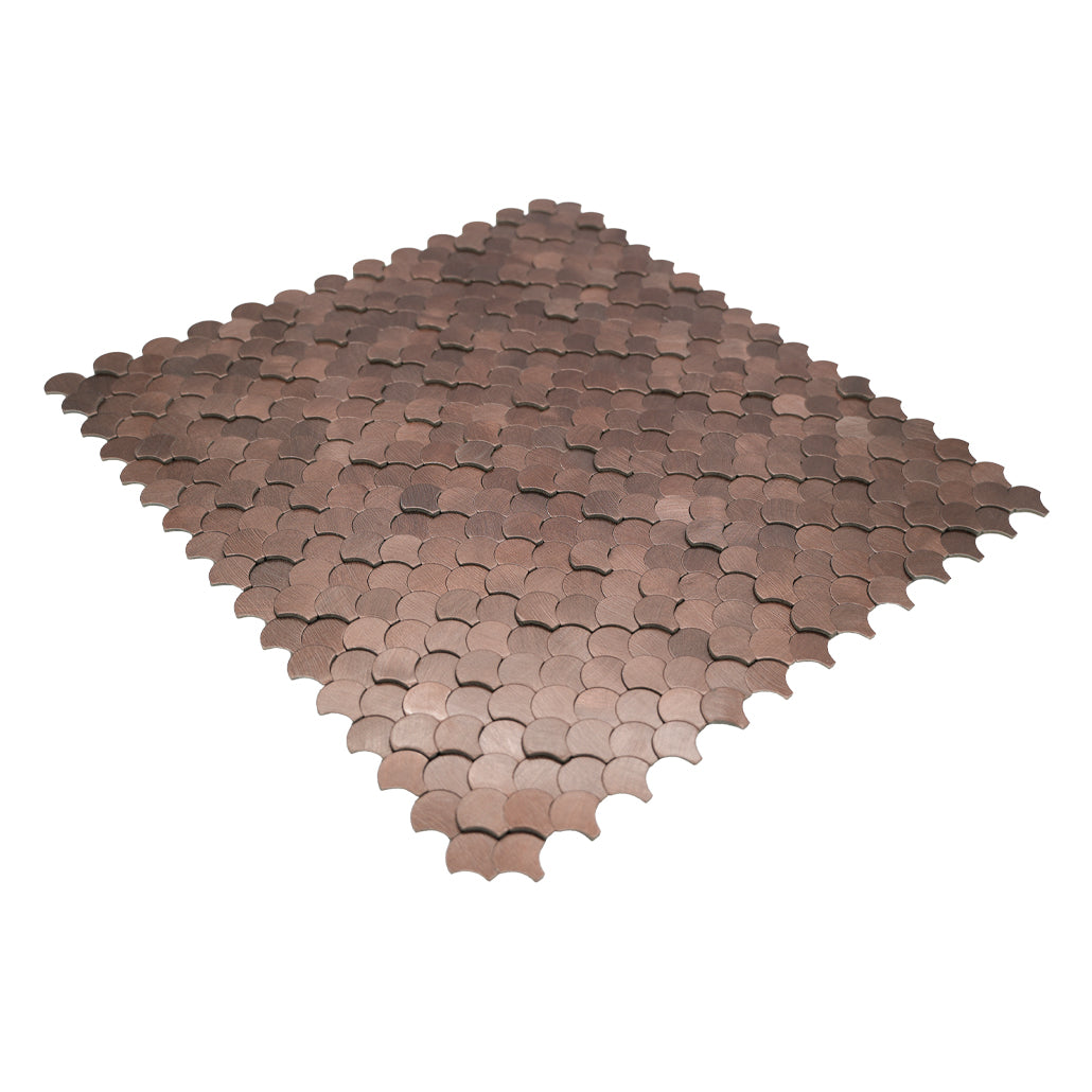 Fish Scale 3D Dark Copper Peel & Stick Splashback | 28.8×29.8 cm | Self-Adhesive Mosaic Tile