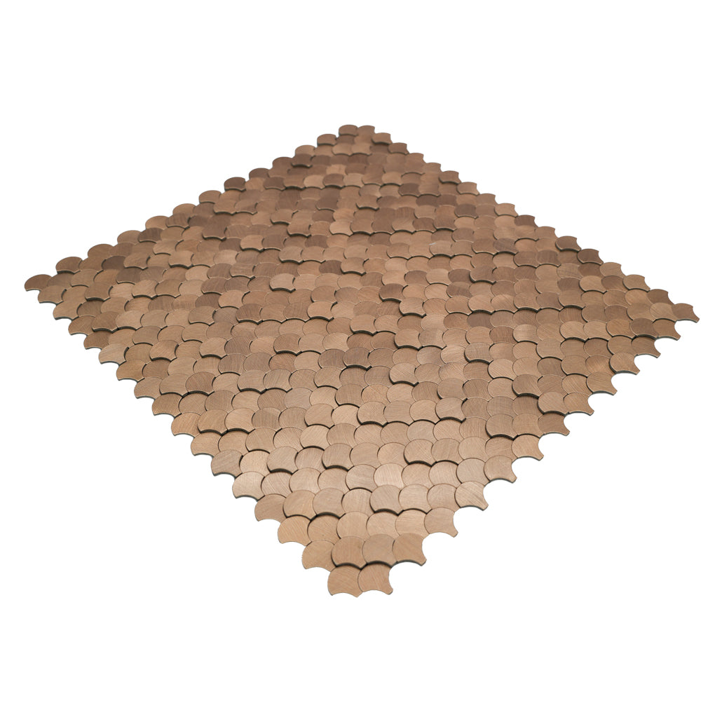 Fish Scale 3D Copper Peel & Stick Splashback | 28.8×29.8 cm | Self-Adhesive Mosaic Tile