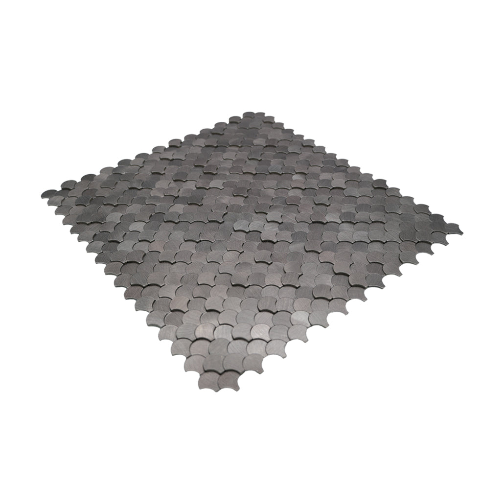 Fish Scale 3D Anthracite Peel & Stick Splashback | 28.8×29.8 cm | Self-Adhesive Mosaic Tile