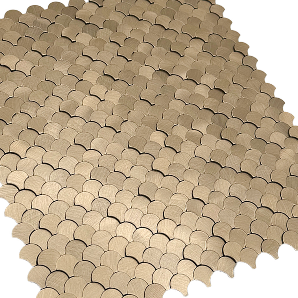 Fish Scale 3D Gold Peel & Stick Splashback | 28.8×29.8 cm | Self-Adhesive Mosaic Tile