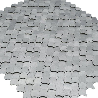 Fish Scale 3D Silver Peel & Stick Splashback | 28.8×29.8 cm | Self-Adhesive Mosaic Tile