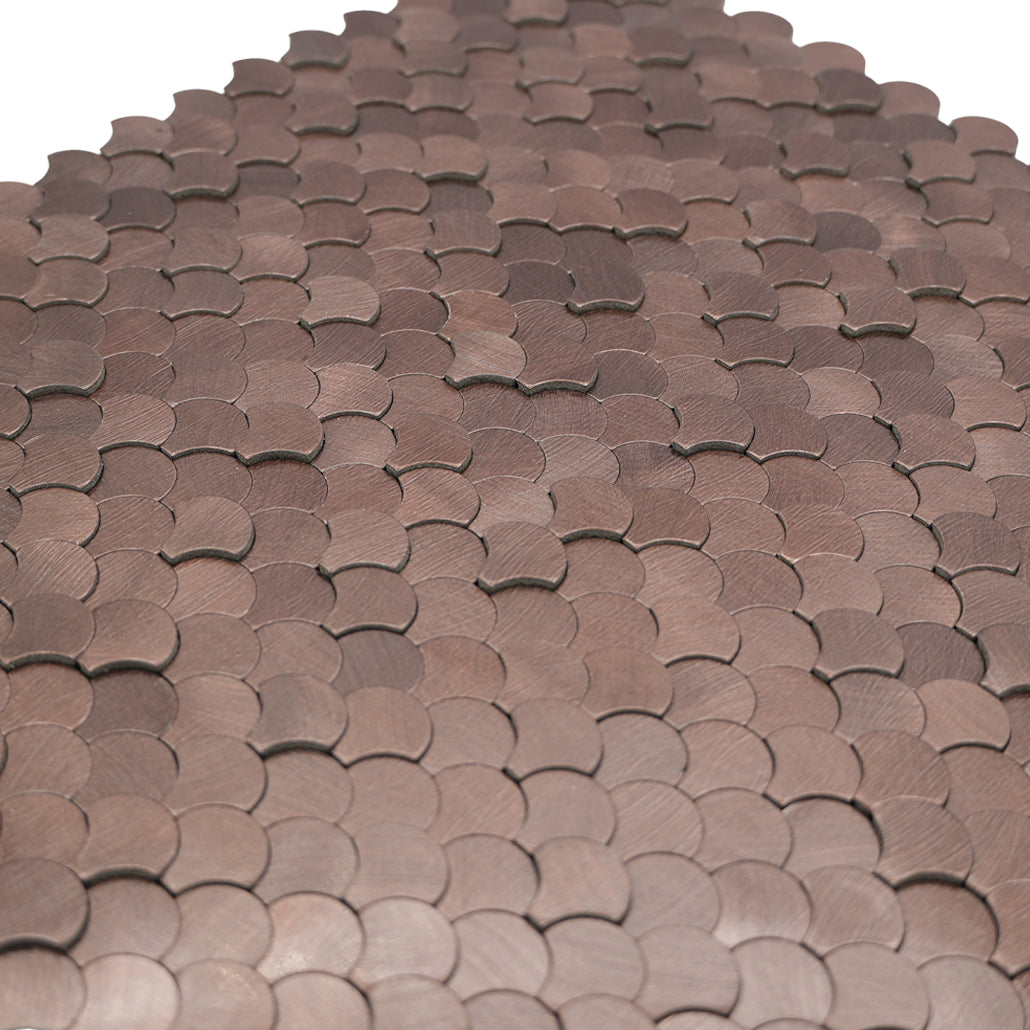 Fish Scale 3D Dark Copper Peel & Stick Splashback | 28.8×29.8 cm | Self-Adhesive Mosaic Tile