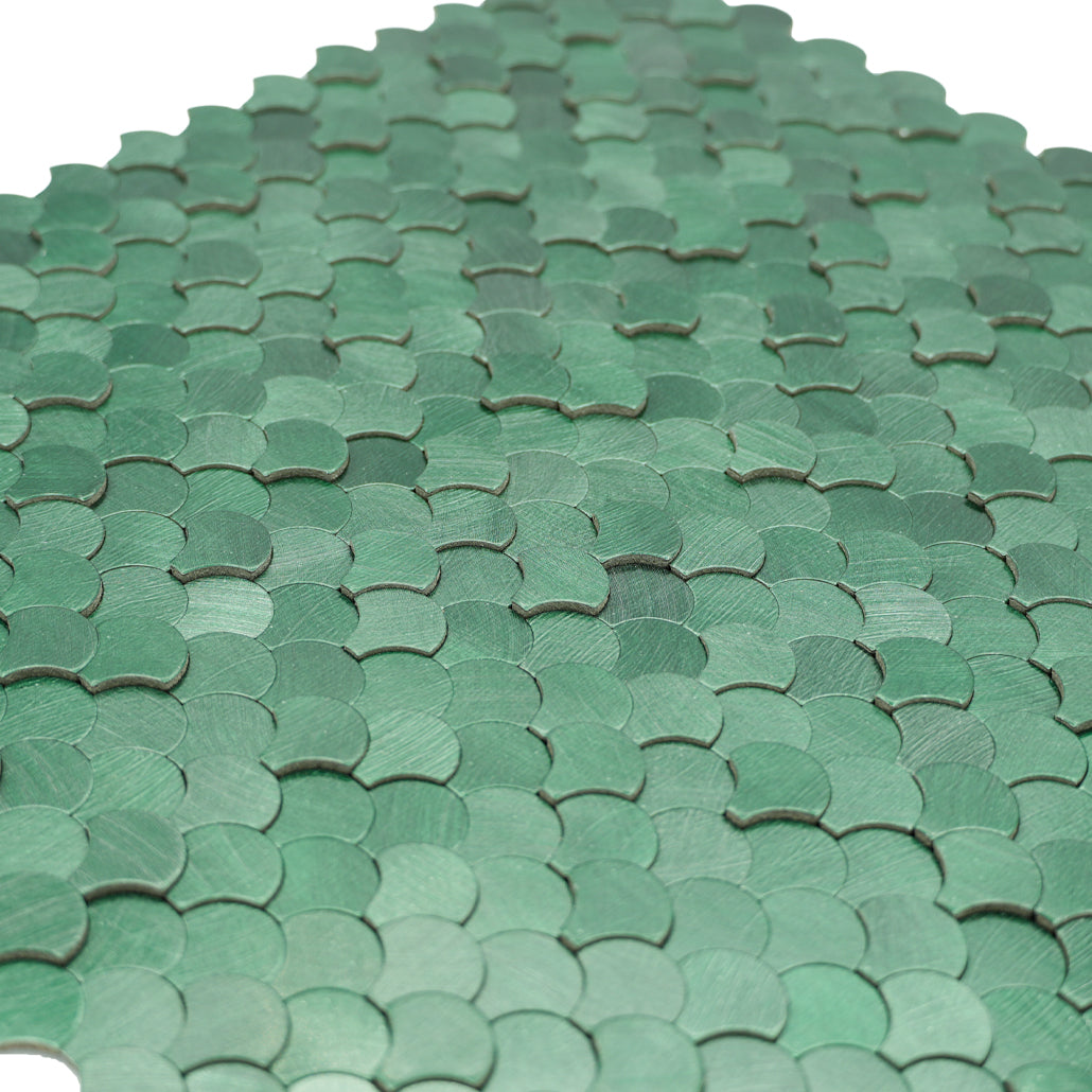 Fish Scale 3D Dark Green Peel & Stick Splashback | 28.8×29.8 cm | Self-Adhesive Mosaic Tile