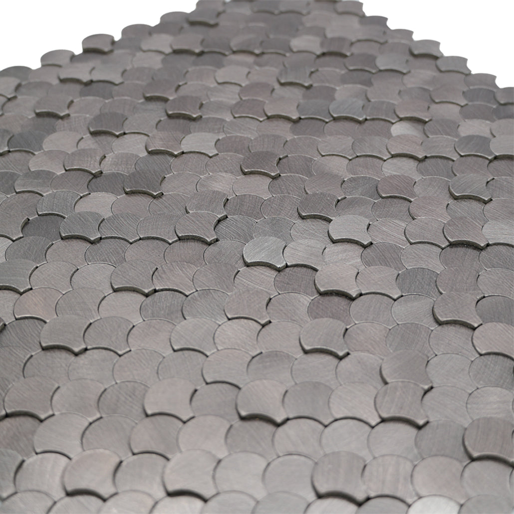 Fish Scale 3D Anthracite Peel & Stick Splashback | 28.8×29.8 cm | Self-Adhesive Mosaic Tile