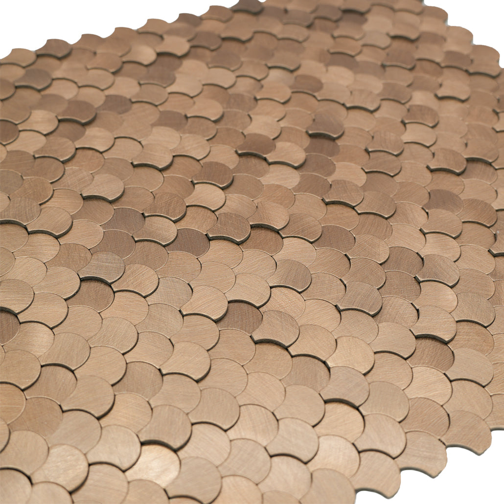Fish Scale 3D Copper Peel & Stick Splashback | 28.8×29.8 cm | Self-Adhesive Mosaic Tile