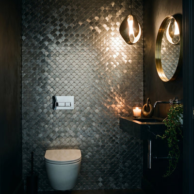 Fish Scale 3D Silver Peel & Stick Splashback | 28.8×29.8 cm | Self-Adhesive Mosaic Tile