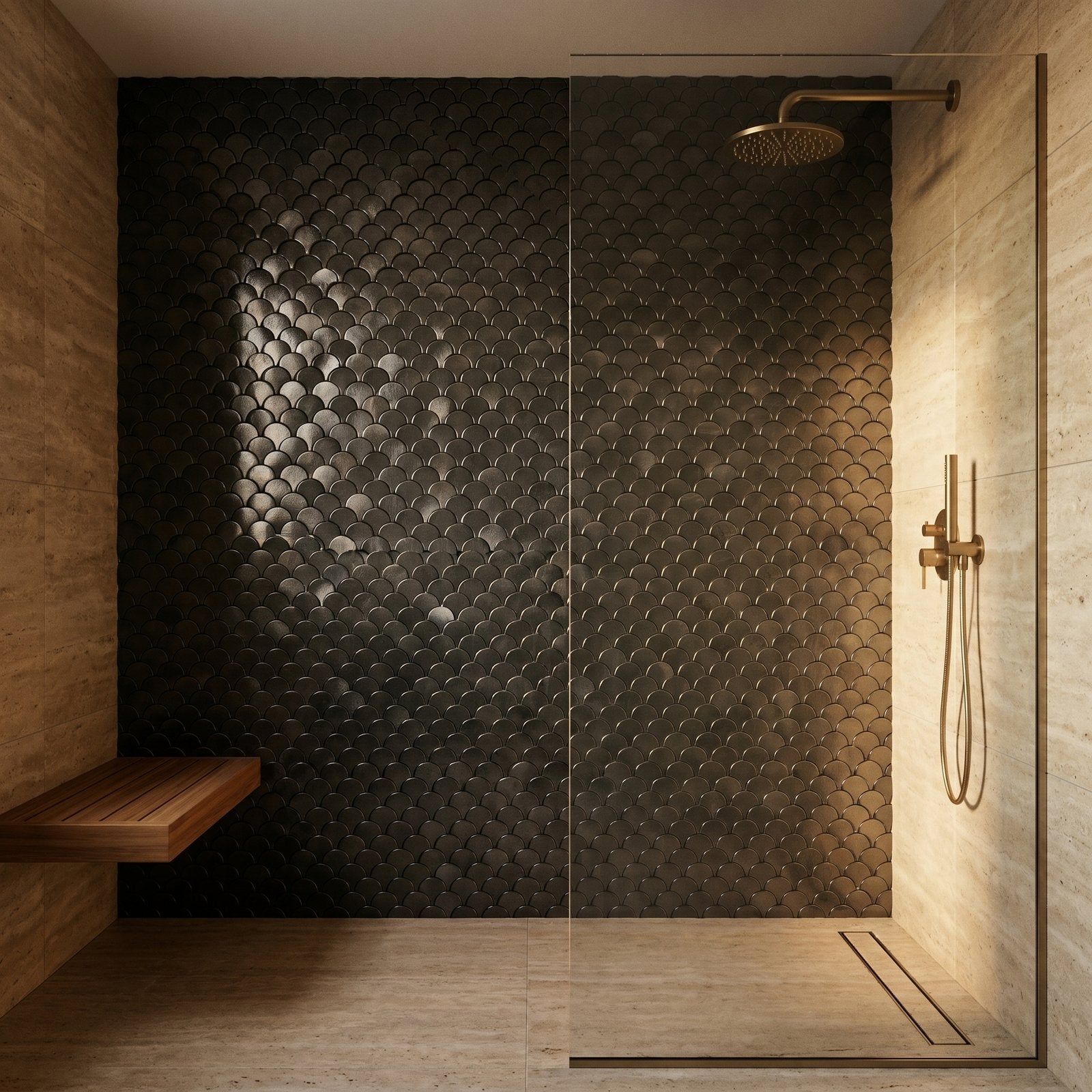Fish Scale 3D Anthracite Peel & Stick Splashback | 28.8×29.8 cm | Self-Adhesive Mosaic Tile