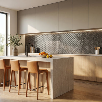 Fish Scale 3D Anthracite Peel & Stick Splashback | 28.8×29.8 cm | Self-Adhesive Mosaic Tile