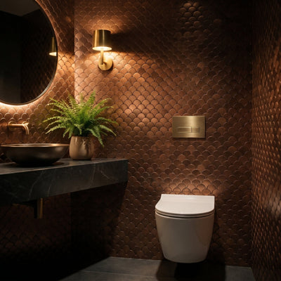 Fish Scale 3D Copper Peel & Stick Splashback | 28.8×29.8 cm | Self-Adhesive Mosaic Tile