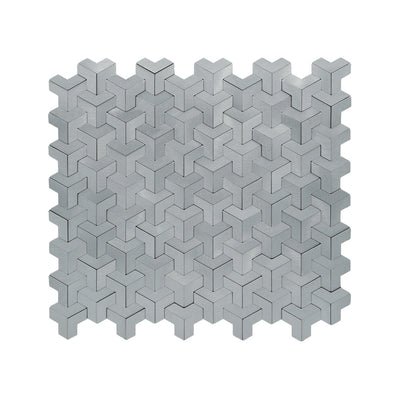 Trifold 3D Silver Peel & Stick Splashback | 30.3×28 cm | Self-Adhesive Mosaic Tile