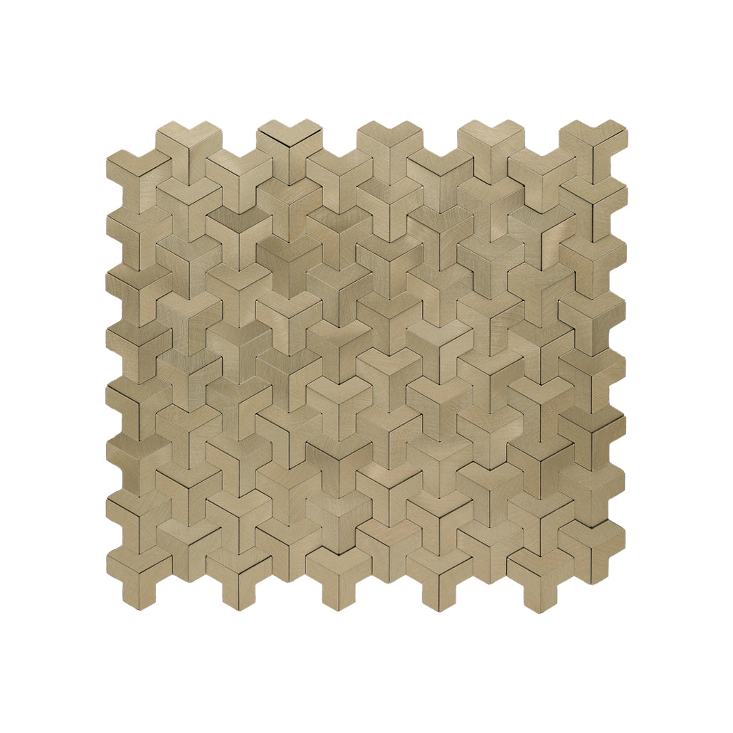 Trifold 3D Gold Peel & Stick Splashback | 30.3×28 cm | Self-Adhesive Mosaic Tile