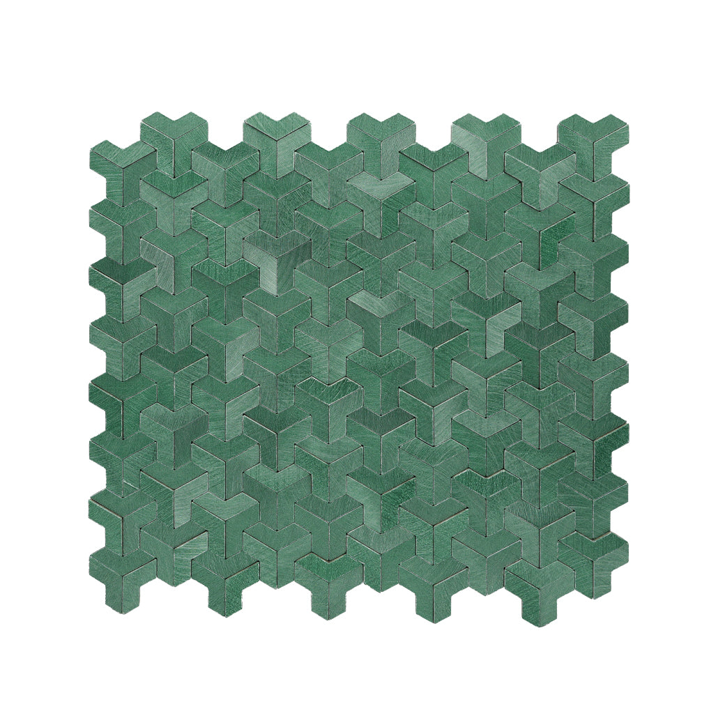 Trifold 3D Dark Green Peel & Stick Splashback | 30.3×28 cm | Self-Adhesive Mosaic Tile