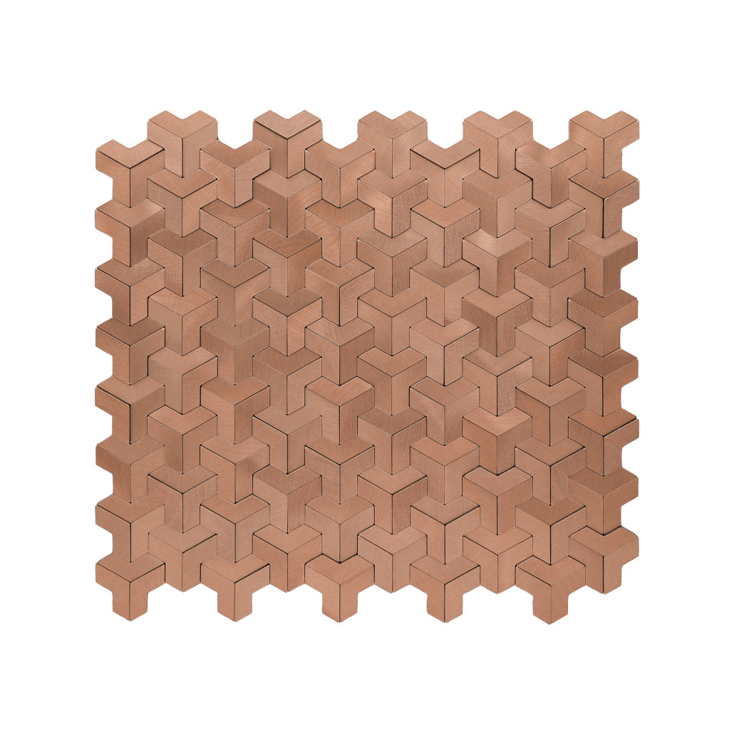 Trifold 3D Copper Peel & Stick Splashback | 30.3×28 cm | Self-Adhesive Mosaic Tile
