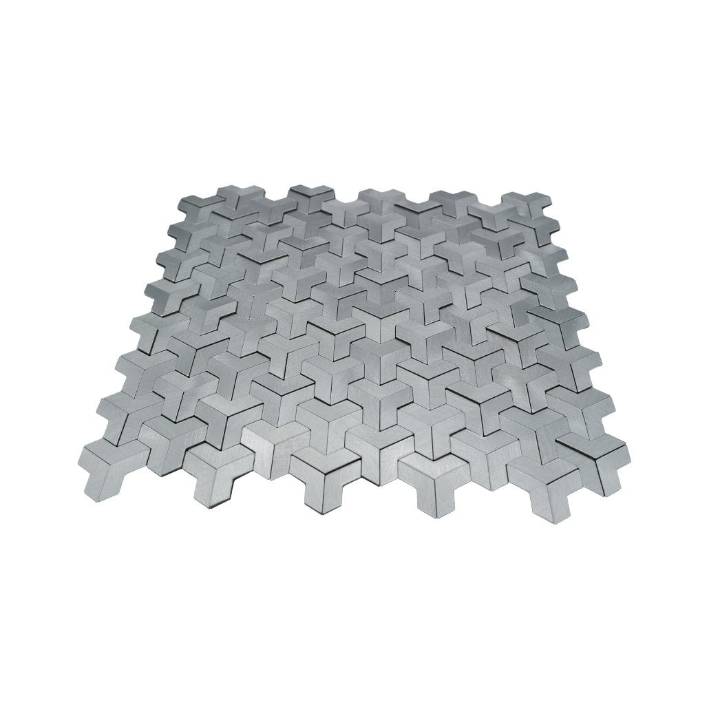 Trifold 3D Silver Peel & Stick Splashback | 30.3×28 cm | Self-Adhesive Mosaic Tile