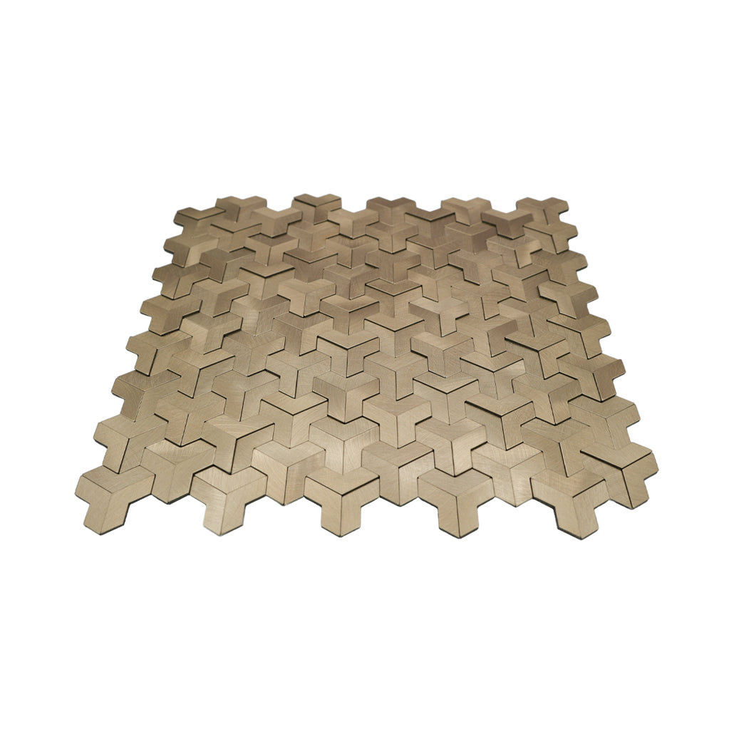 Trifold 3D Gold Peel & Stick Splashback | 30.3×28 cm | Self-Adhesive Mosaic Tile