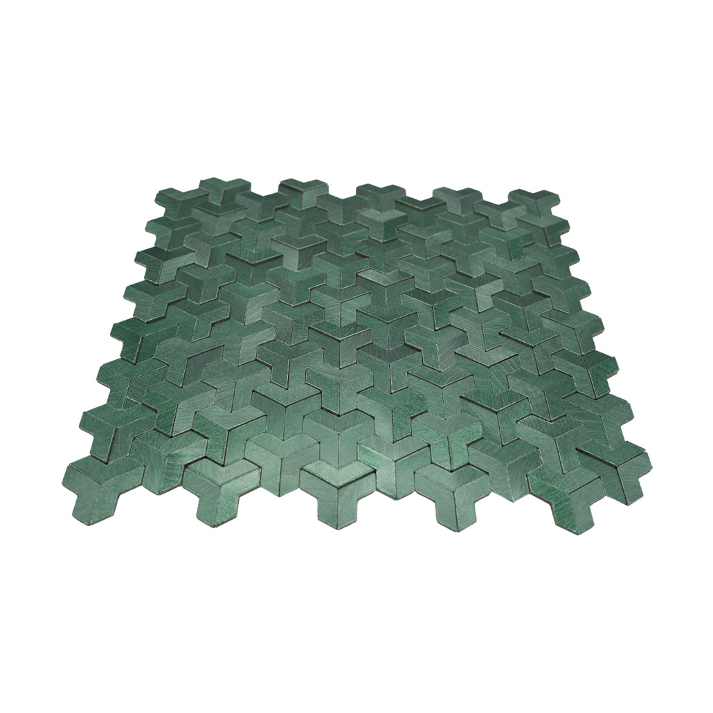 Trifold 3D Dark Green Peel & Stick Splashback | 30.3×28 cm | Self-Adhesive Mosaic Tile