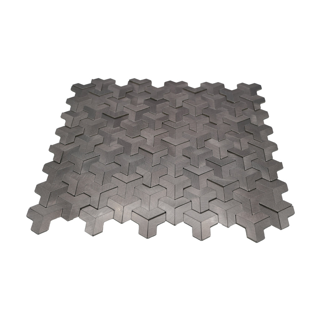 Trifold 3D Anthracite Peel & Stick Splashback | 30.3×28 cm | Self-Adhesive Mosaic Tile