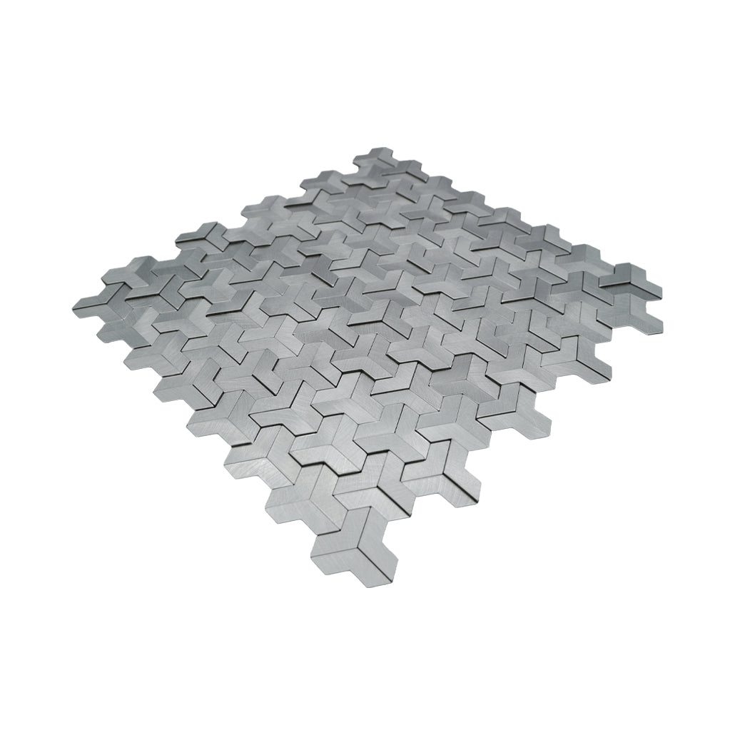 Trifold 3D Silver Peel & Stick Splashback | 30.3×28 cm | Self-Adhesive Mosaic Tile