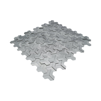 Trifold 3D Silver Peel & Stick Splashback | 30.3×28 cm | Self-Adhesive Mosaic Tile