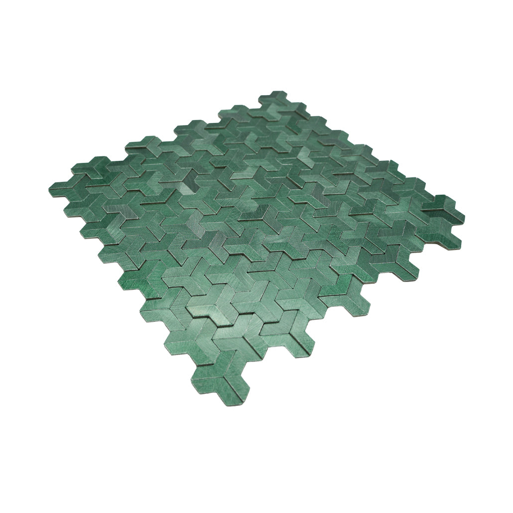 Trifold 3D Dark Green Peel & Stick Splashback | 30.3×28 cm | Self-Adhesive Mosaic Tile
