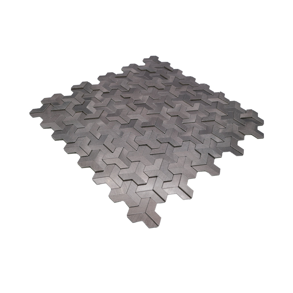 Trifold 3D Anthracite Peel & Stick Splashback | 30.3×28 cm | Self-Adhesive Mosaic Tile