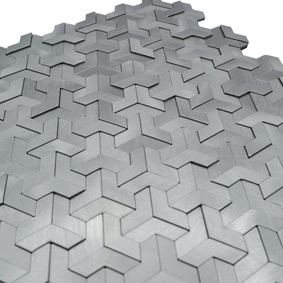 Trifold 3D Silver Peel & Stick Splashback | 30.3×28 cm | Self-Adhesive Mosaic Tile